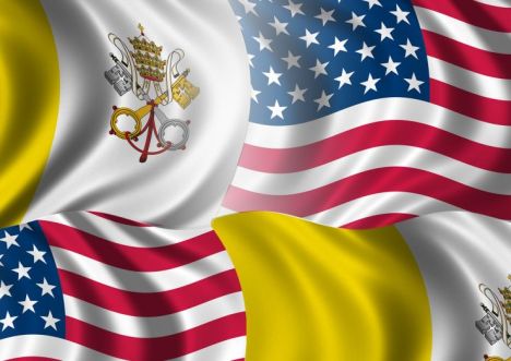 Bandeira dos Estados Unidos e Bandeira do Vaticano