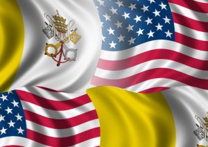 Bandeira dos Estados Unidos e Bandeira do Vaticano
