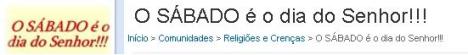 O sábado é dia do senhor