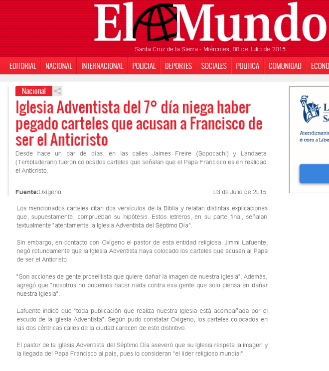 pastor adventista nega fe