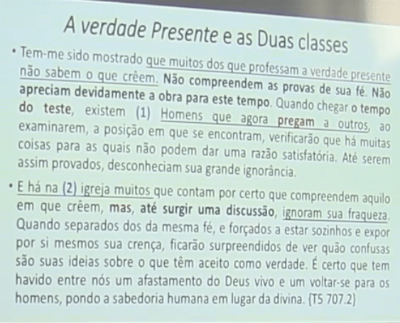 verdade presente classes